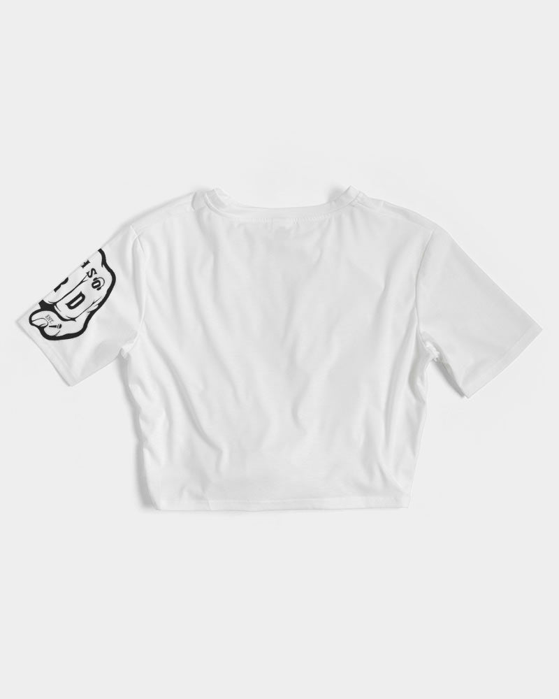 GHE BLK WHTE LOGO Women's Twist-Front Cropped Tee