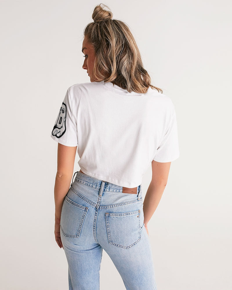 GHE BLK WHTE LOGO Women's Twist-Front Cropped Tee
