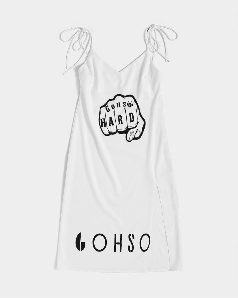 GHE BLK WHTE LOGO Women's Tie Strap Split Dress