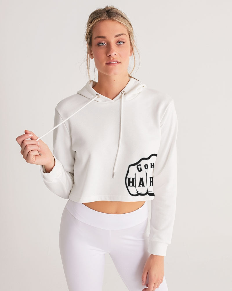 GHE BLK WHTE LOGO Women's Cropped Hoodie