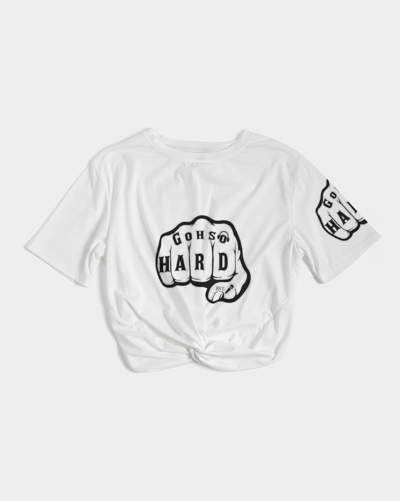 GHE BLK WHTE LOGO Women's Twist-Front Cropped Tee